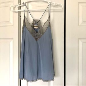 Zadig & Voltaire Christy Blue Pastel Silk Lace Trim Cami